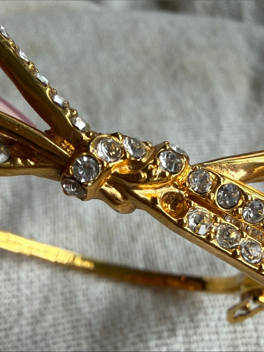 Kate Spade Gold Bow Crystal Hinged Bangle Bracelet